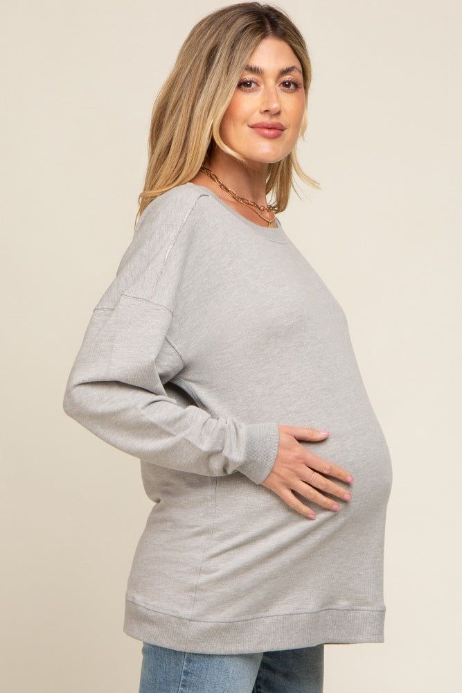 Heather Grey Terry Exposed Seam Maternity Sweatshirt sold by Pinkblush product image thumbnail 3