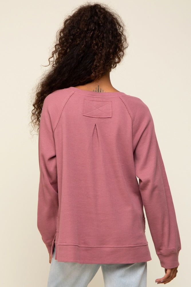 Mauve Oversized Waffle Knit Long Sleeve Top sold by Pinkblush product image thumbnail 3