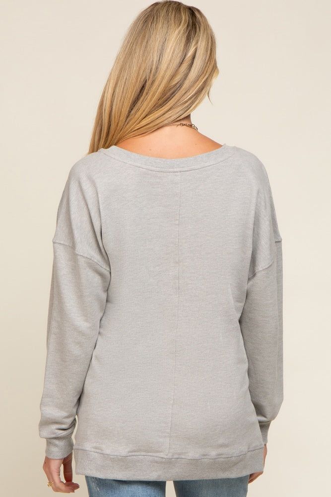 Heather Grey Terry Exposed Seam Maternity Sweatshirt sold by Pinkblush product image thumbnail 4