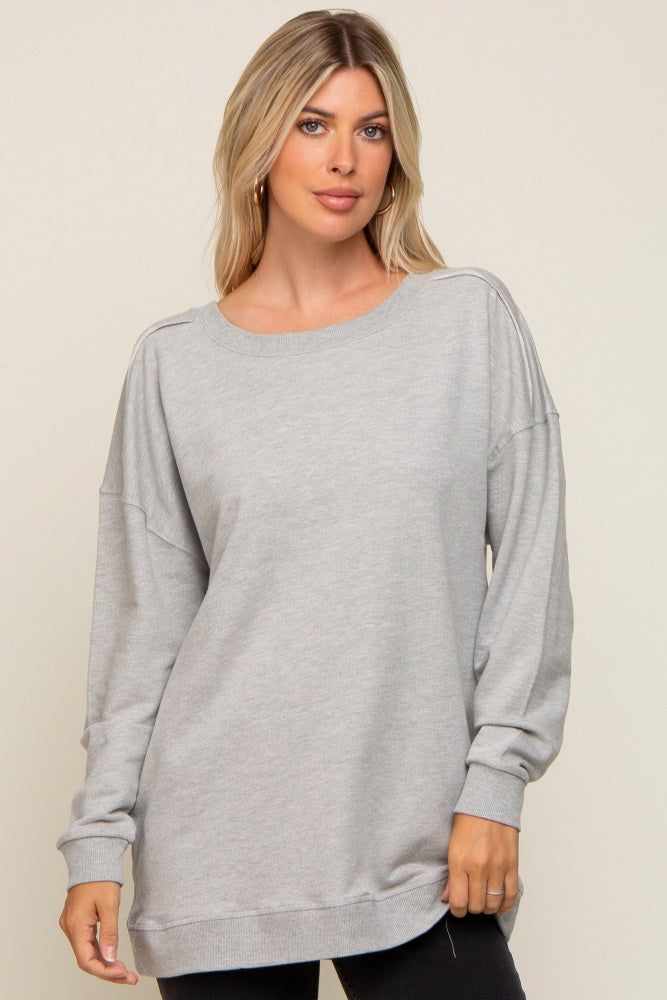 Heather Grey Terry Exposed Seam Maternity Sweatshirt sold by Pinkblush product image thumbnail 5