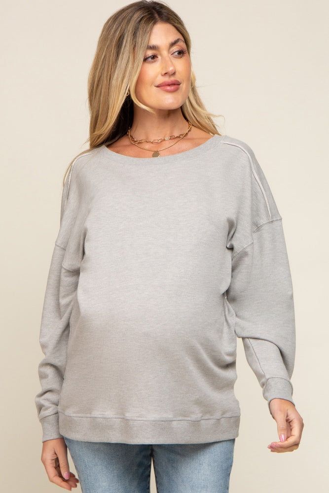 Heather Grey Terry Exposed Seam Maternity Sweatshirt sold by Pinkblush product image thumbnail 2