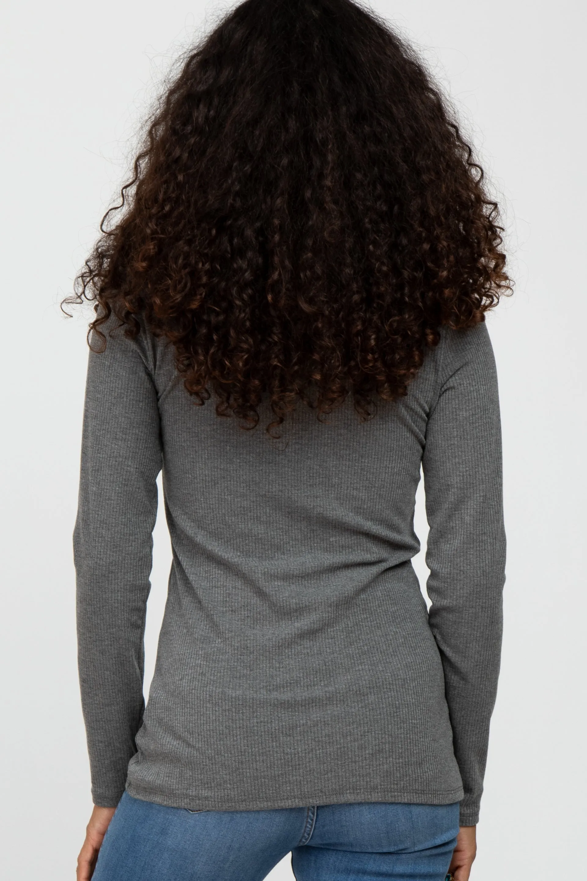 Charcoal Ribbed Button Accent Top sold by Pinkblush product image thumbnail 4