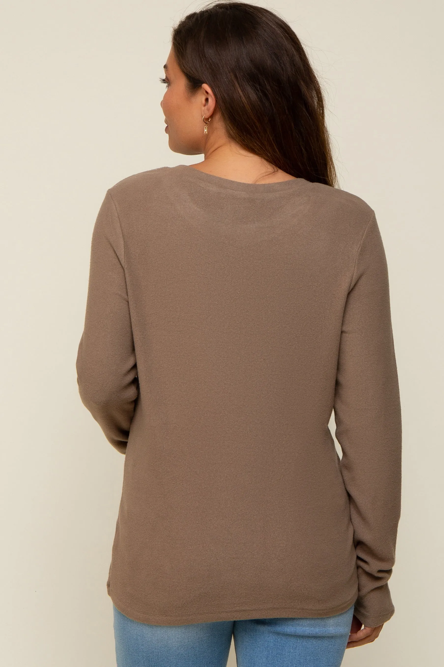 Mocha Soft Knit Long Sleeve Maternity Top sold by Pinkblush product image thumbnail 3