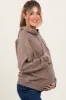 Mocha French Terry Hooded Maternity Sweatshirt sold by Pinkblush