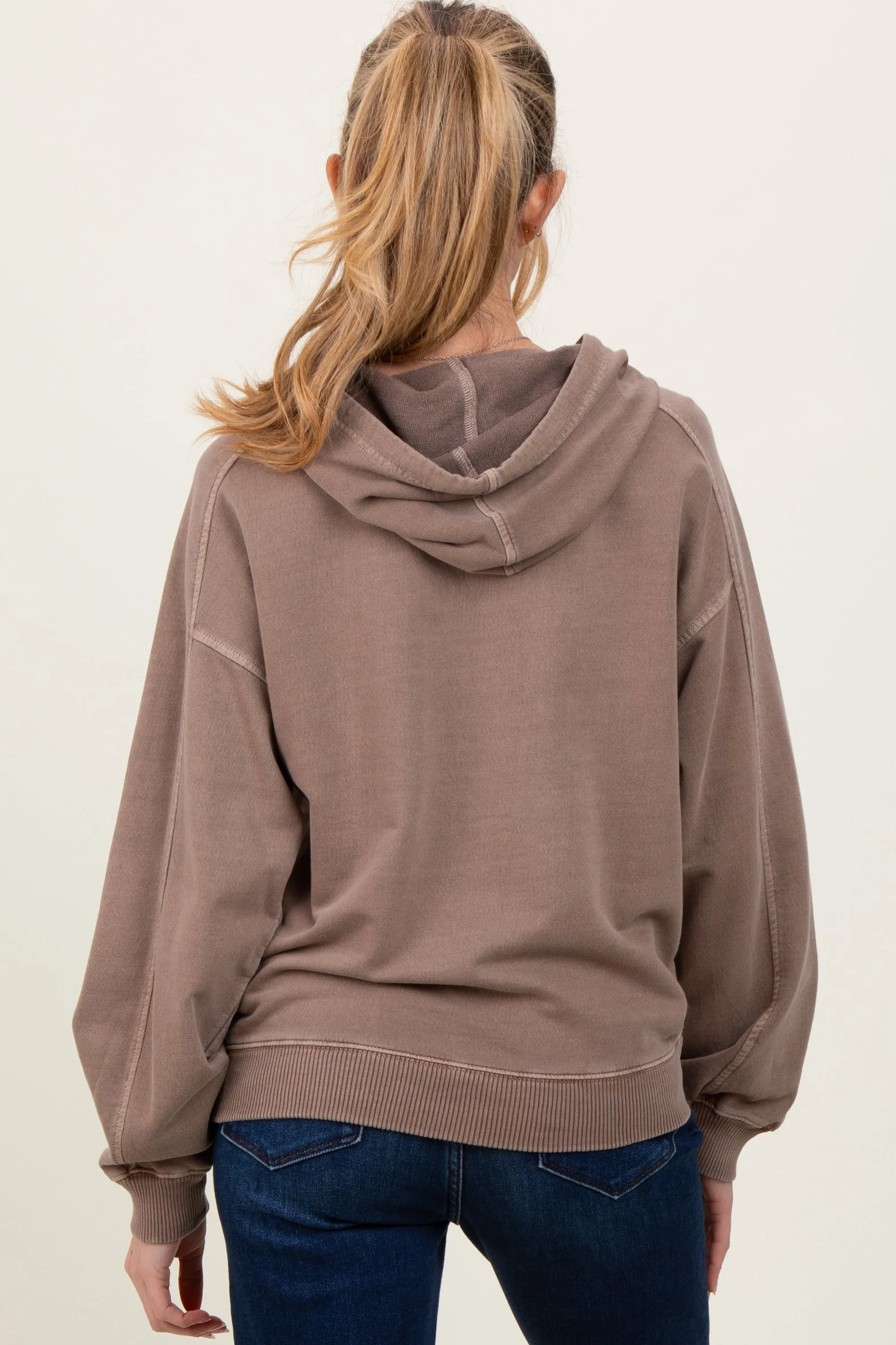 Mocha French Terry Hooded Maternity Sweatshirt sold by Pinkblush product image thumbnail 3