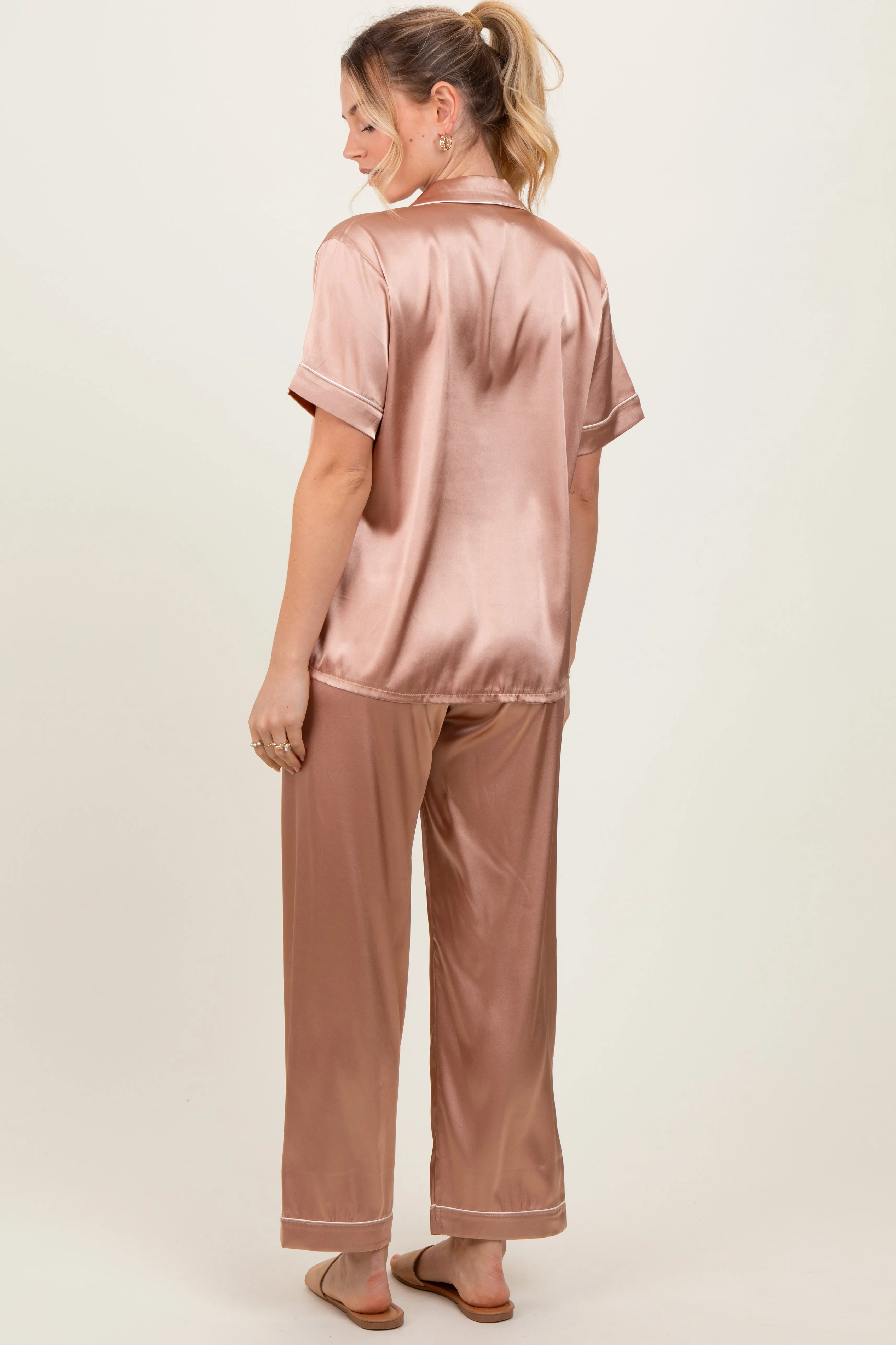 Gold Satin Contrast Trim Pajama Set sold by Pinkblush product image thumbnail 4
