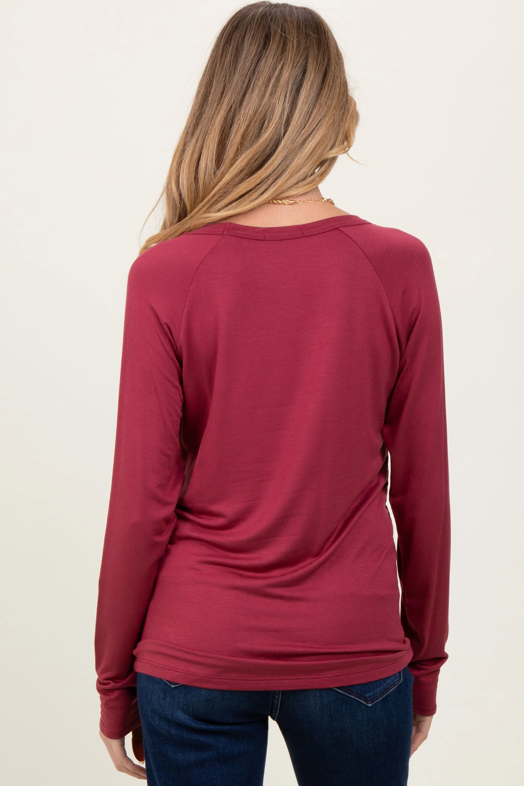 Burgundy Basic Boatneck Maternity Long Sleeve Top sold by Pinkblush product image thumbnail 3
