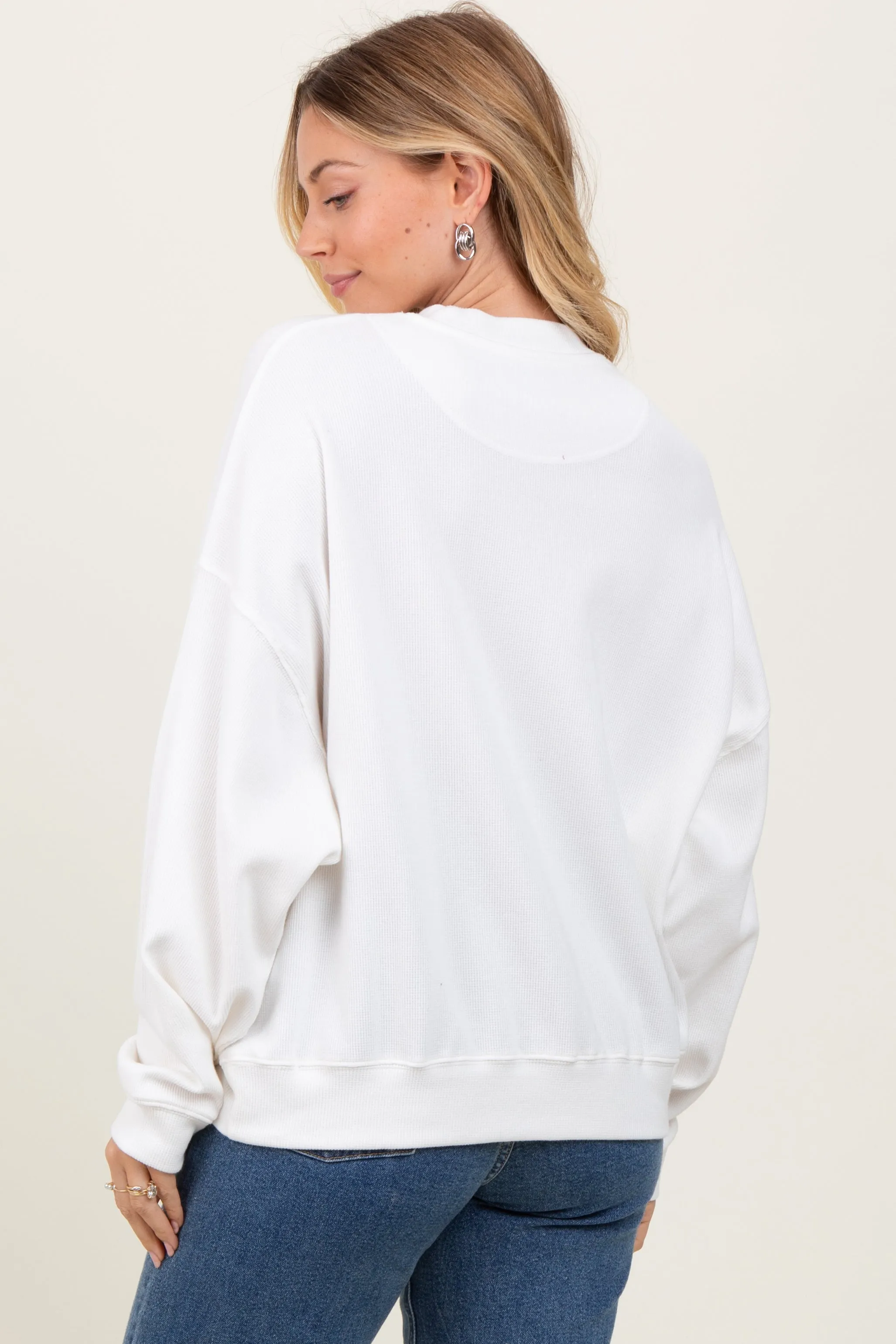 Ivory Waffle Knit Pullover sold by Pinkblush product image thumbnail 4