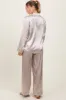 Cream Satin Contrast Trim Long Sleeve Pajama Set sold by Pinkblush