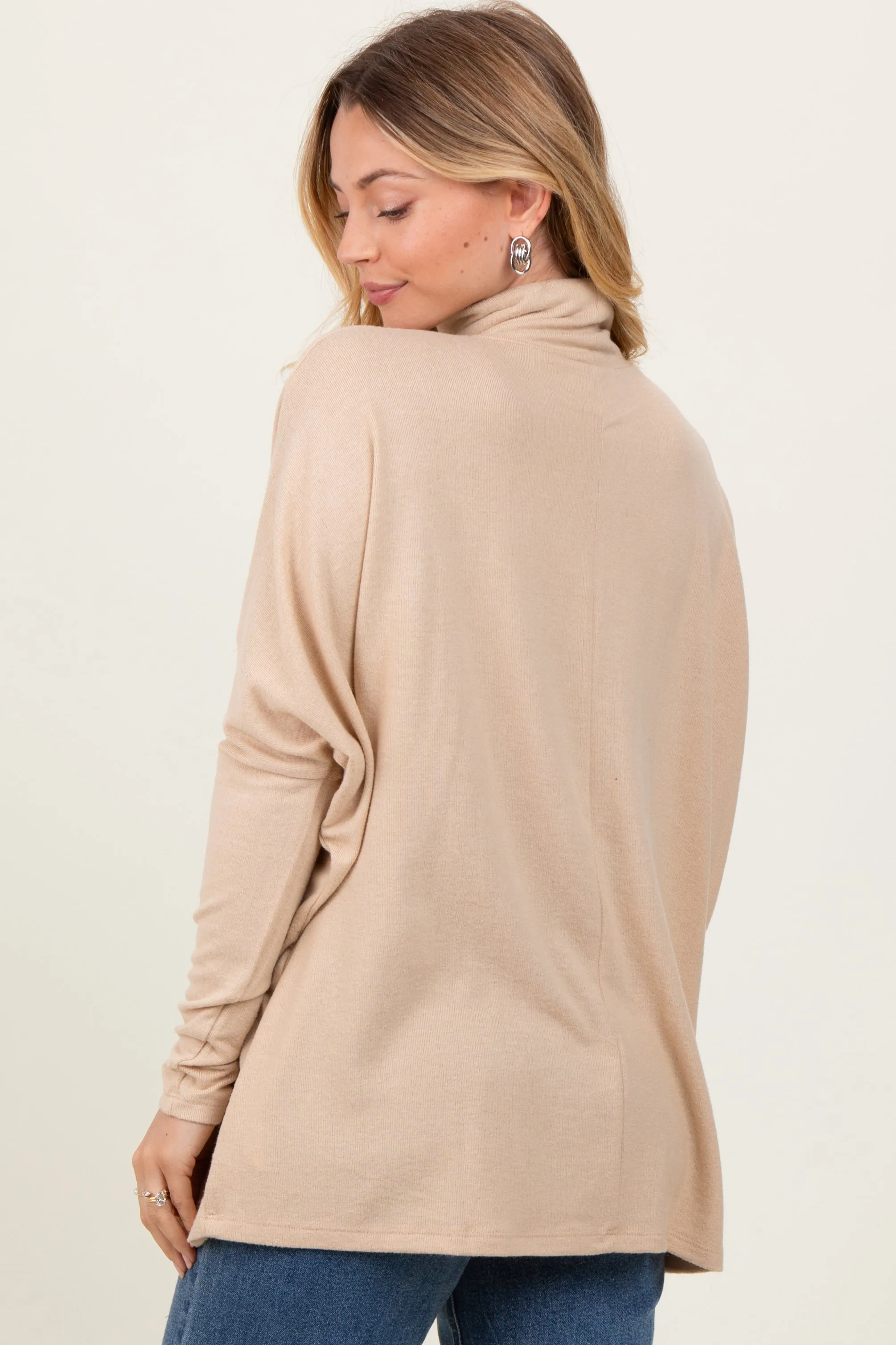 Cream Brushed Knit Turtleneck Dolman Sleeve Top sold by Pinkblush product image thumbnail 4