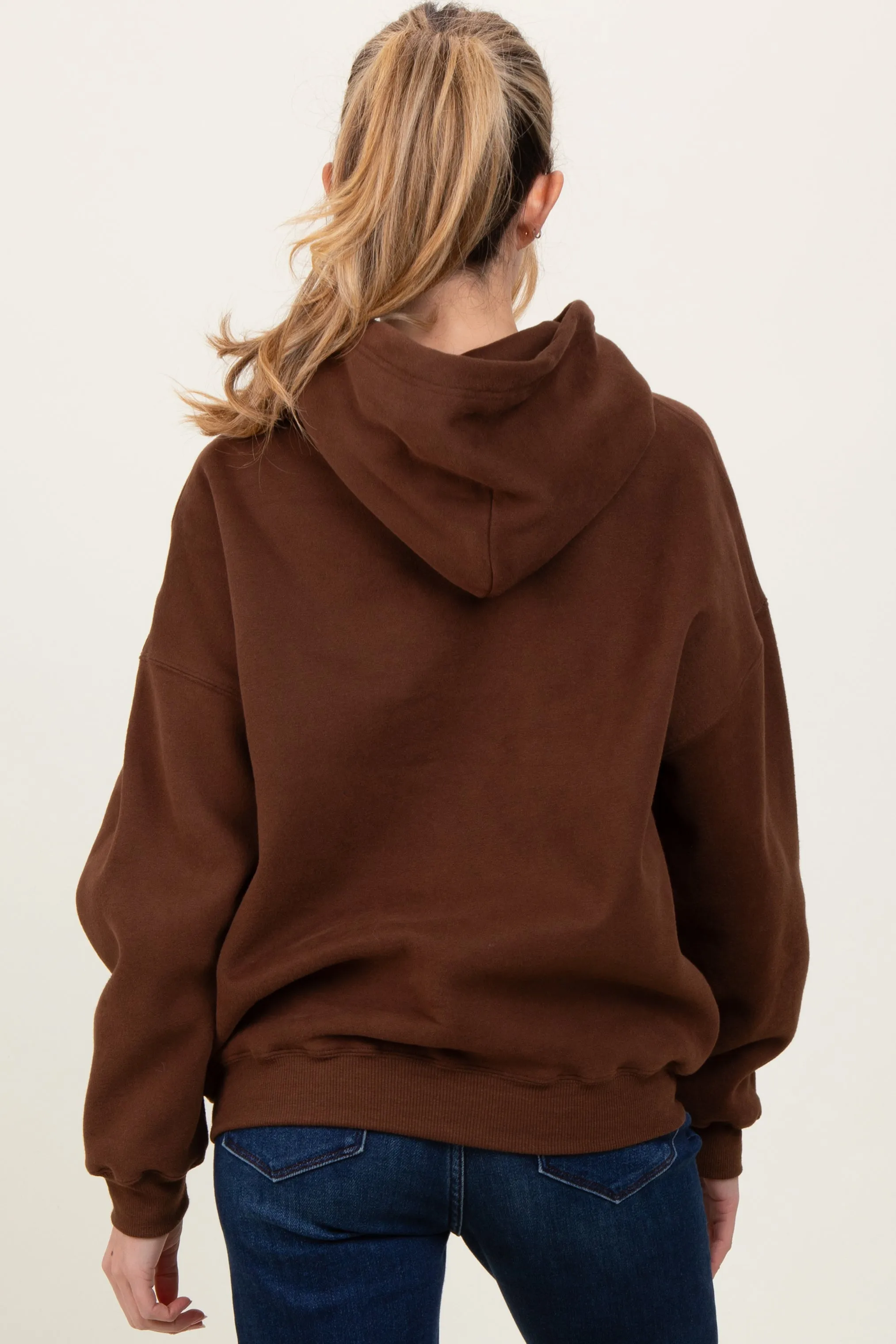 Brown Fleece Oversized Pullover Maternity Hoodie sold by Pinkblush product image thumbnail 4