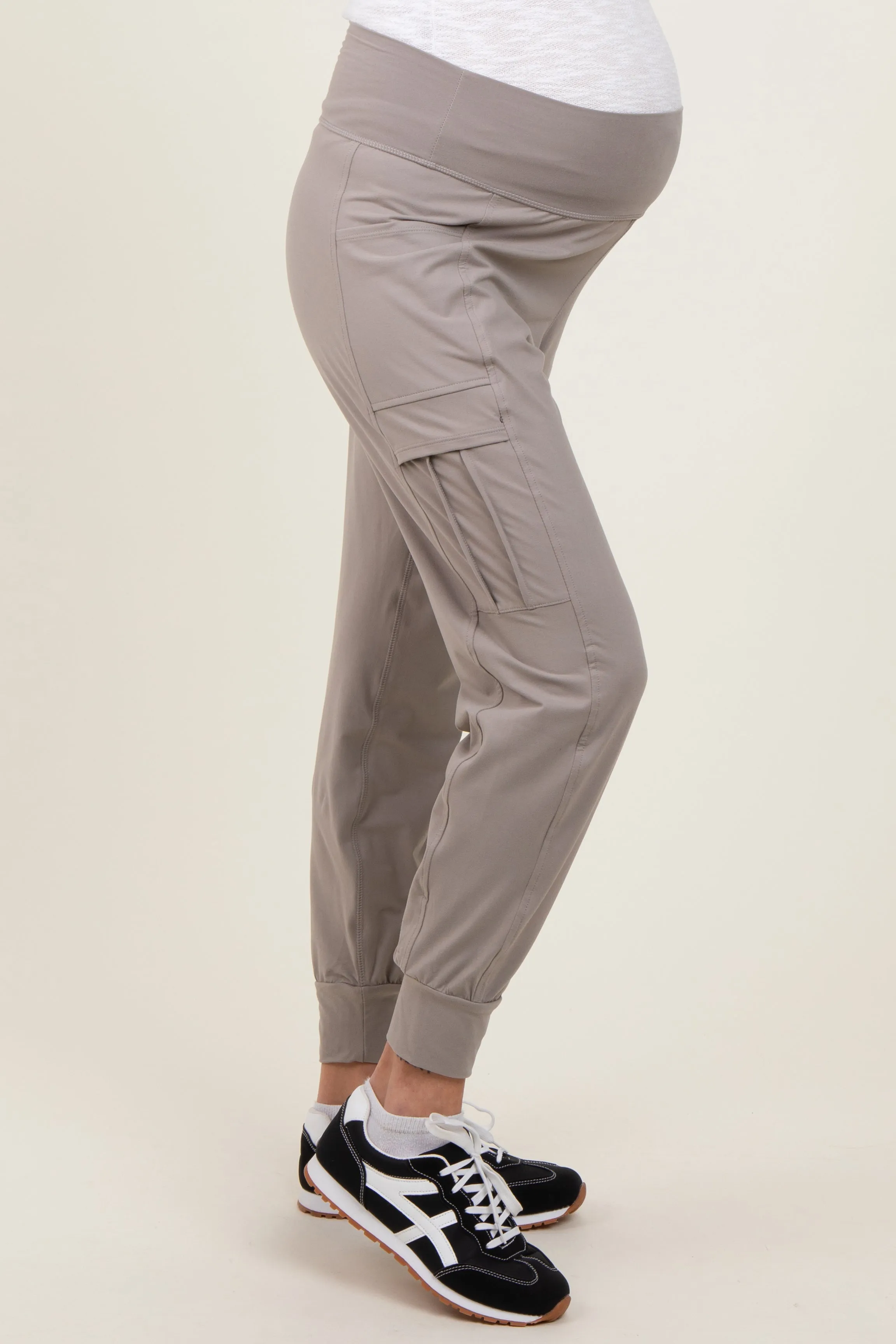 Grey Cargo Pocket Maternity Jogger Pants sold by Pinkblush product image thumbnail 3