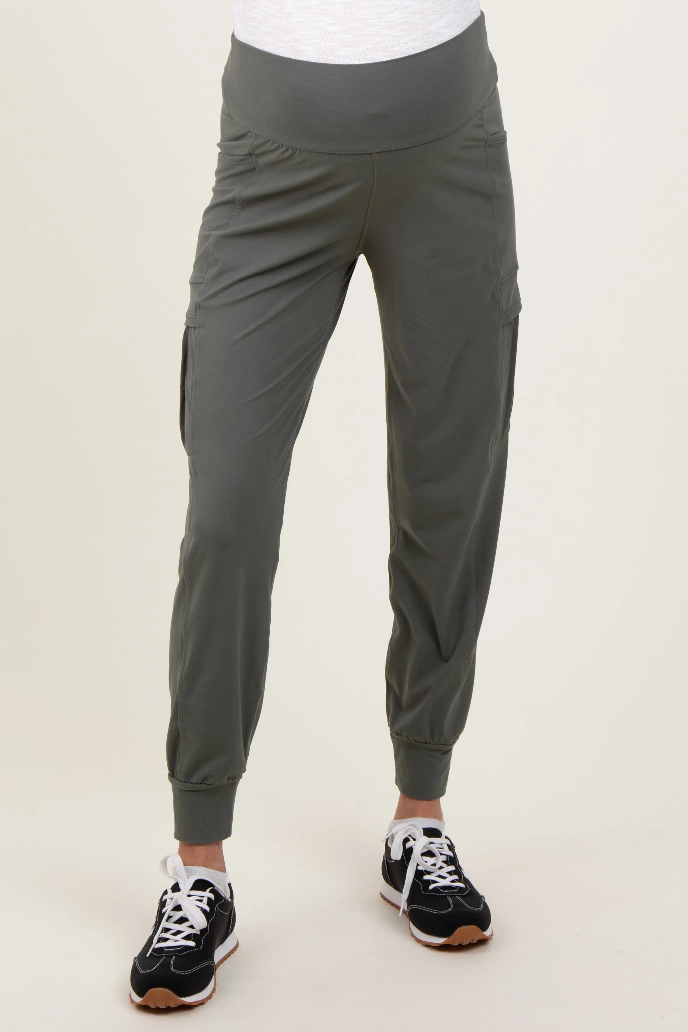 Olive Cargo Pocket Maternity Jogger Pants sold by Pinkblush product image thumbnail 2