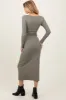 Olive Scoop Neck Long Sleeve Maternity Midi Dress sold by Pinkblush