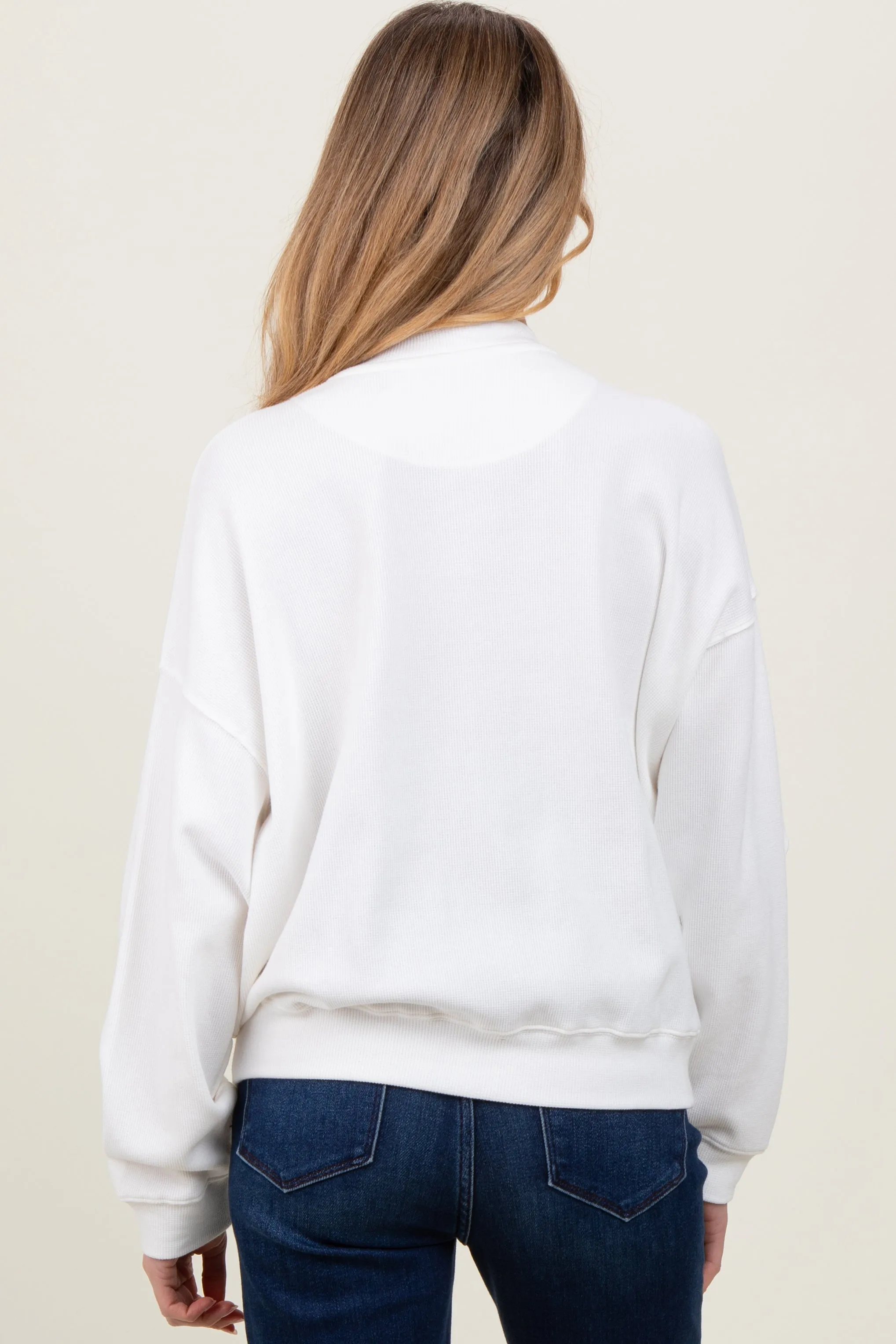 Ivory Waffle Knit Maternity Pullover sold by Pinkblush product image thumbnail 2