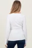 Ivory Brushed Knit Thumb-Hole Maternity Long Sleeve sold by Pinkblush
