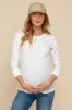 Ivory Brushed Knit Thumb-Hole Maternity Long Sleeve sold by Pinkblush