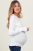 Ivory Brushed Knit Thumb-Hole Maternity Long Sleeve sold by Pinkblush