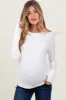 Ivory Brushed Knit Thumb-Hole Maternity Long Sleeve sold by Pinkblush