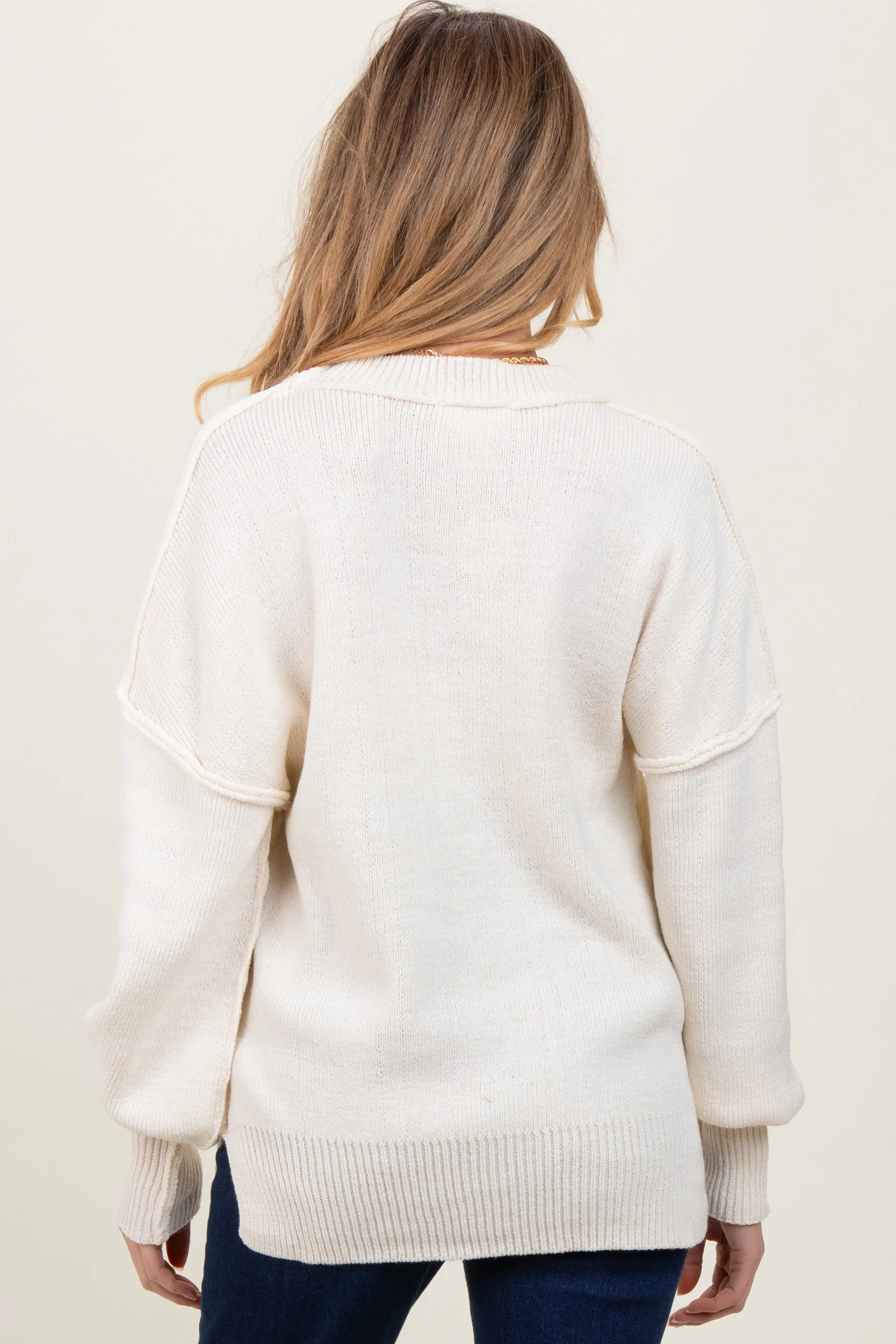 Ivory Oversized Basic Drop Shoulder Maternity Sweater sold by Pinkblush product image thumbnail 4