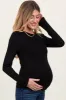 Black Ribbed Long Sleeve Maternity Top sold by Pinkblush