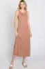 Mocha Low V-Back Sleeveless Midi Dress sold by Pinkblush