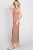 Mocha Low V-Back Sleeveless Midi Dress sold by Pinkblush