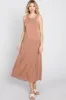 Mocha Low V-Back Sleeveless Midi Dress sold by Pinkblush