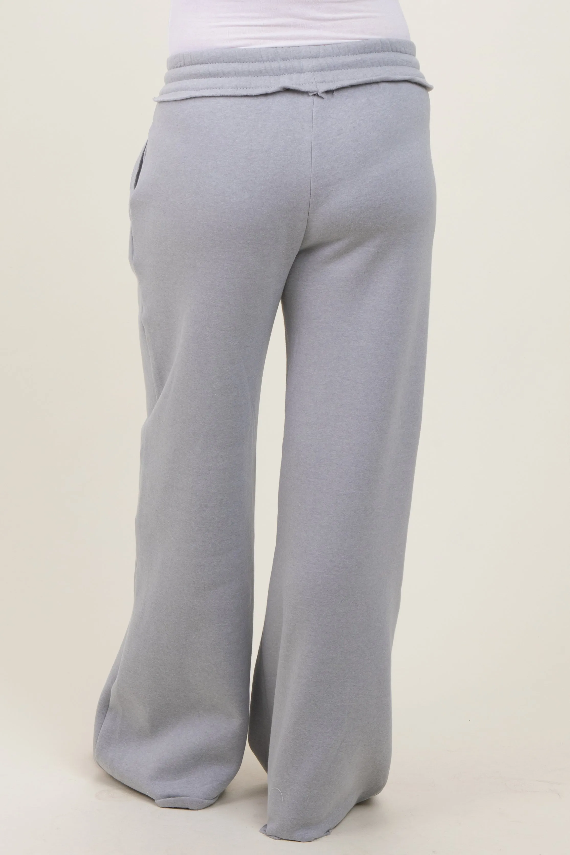 Heather Grey Exposed Seam Wide Leg Maternity Sweatpants sold by Pinkblush product image thumbnail 4