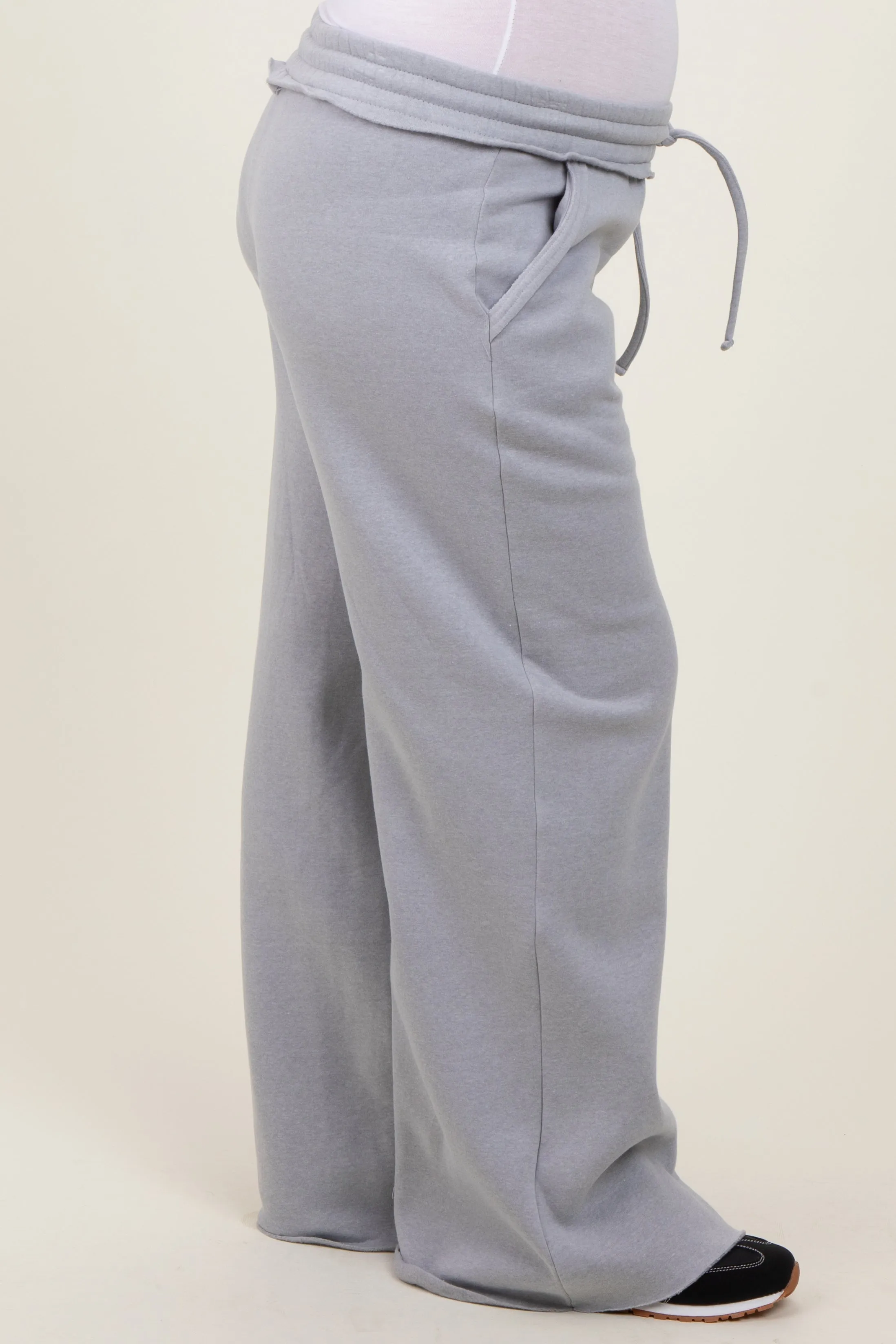 Heather Grey Exposed Seam Wide Leg Maternity Sweatpants sold by Pinkblush product image thumbnail 3