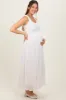 Ivory Textured Smocked Bodice Sleeveless Maternity Maxi Dress sold by Pinkblush