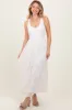 Ivory Textured Smocked Bodice Sleeveless Maternity Maxi Dress sold by Pinkblush