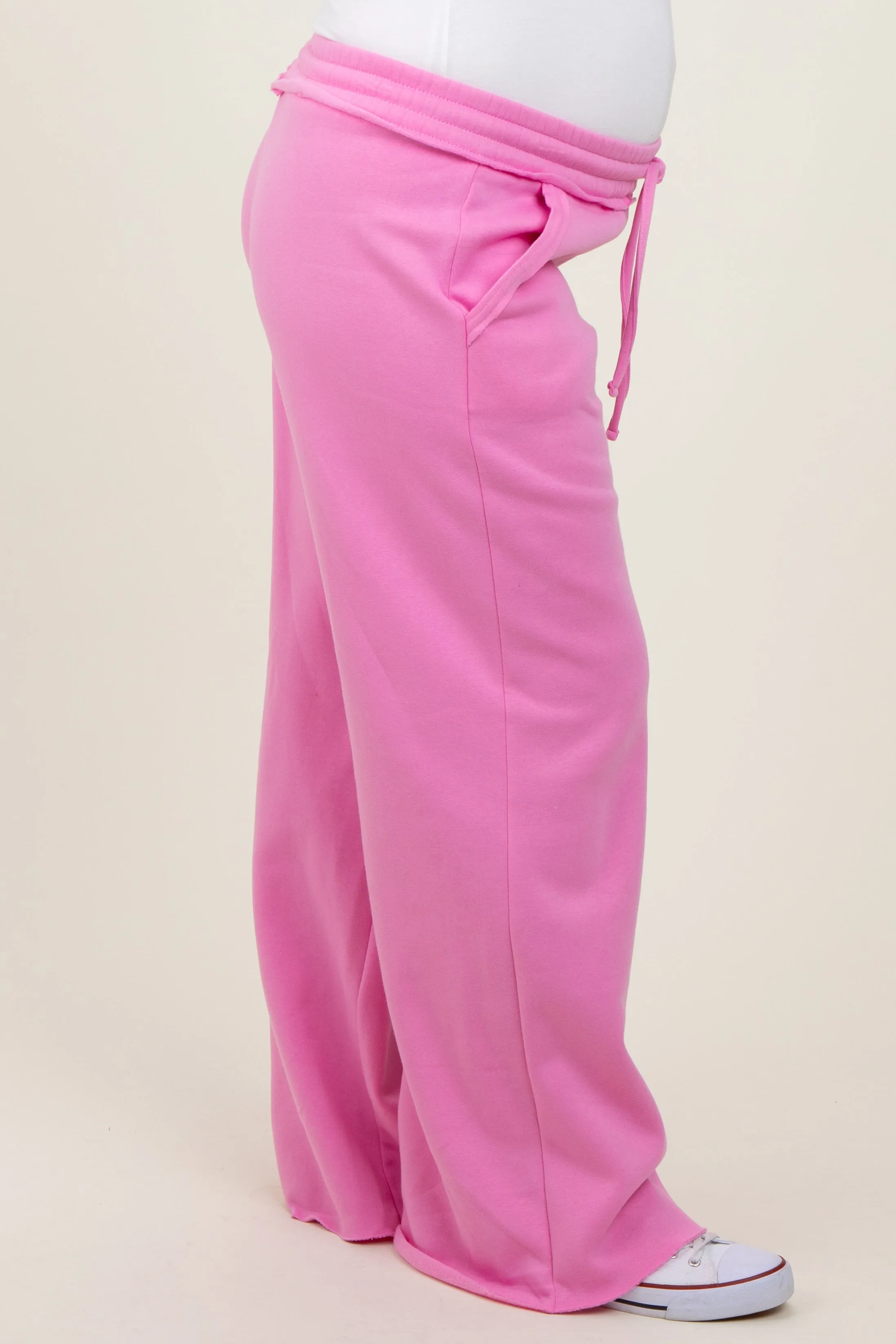 Pink Exposed Seam Wide Leg Maternity Sweatpants sold by Pinkblush product image thumbnail 4