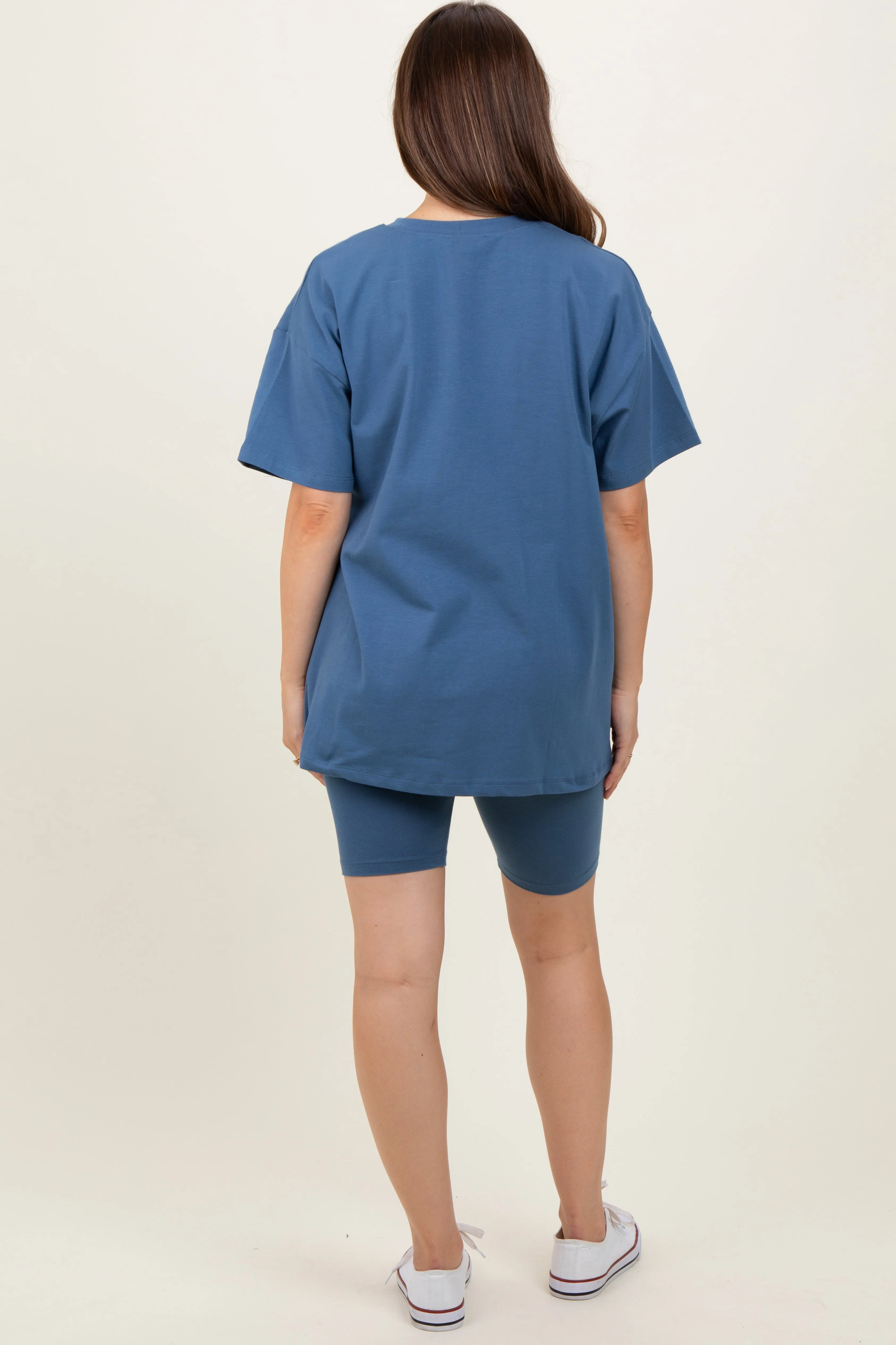 Blue Biker Shorts Maternity Set sold by Pinkblush product image thumbnail 4