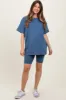 Blue Biker Shorts Maternity Set sold by Pinkblush