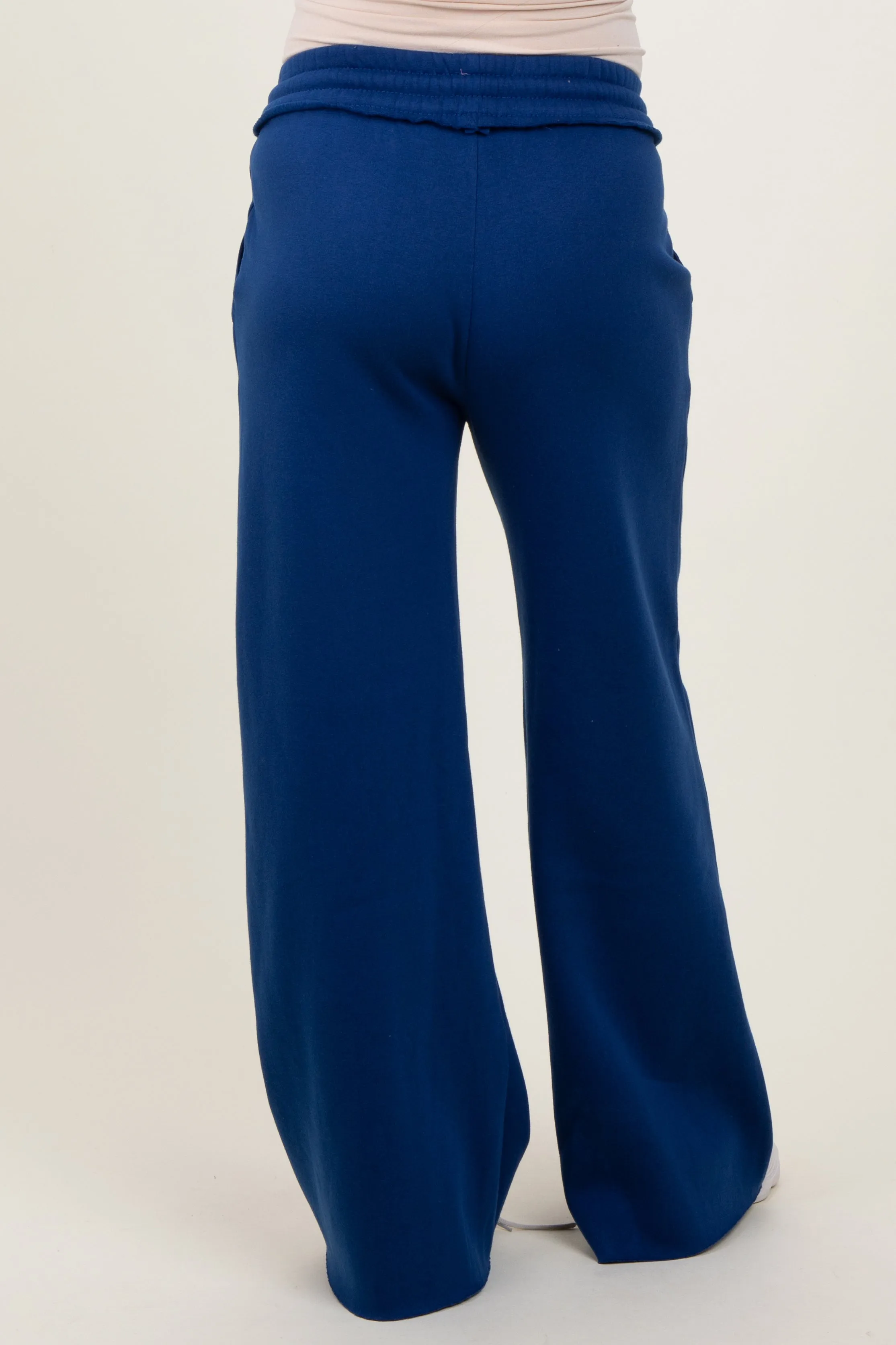 Light Navy Exposed Seam Wide Leg Maternity Sweatpants sold by Pinkblush product image thumbnail 5