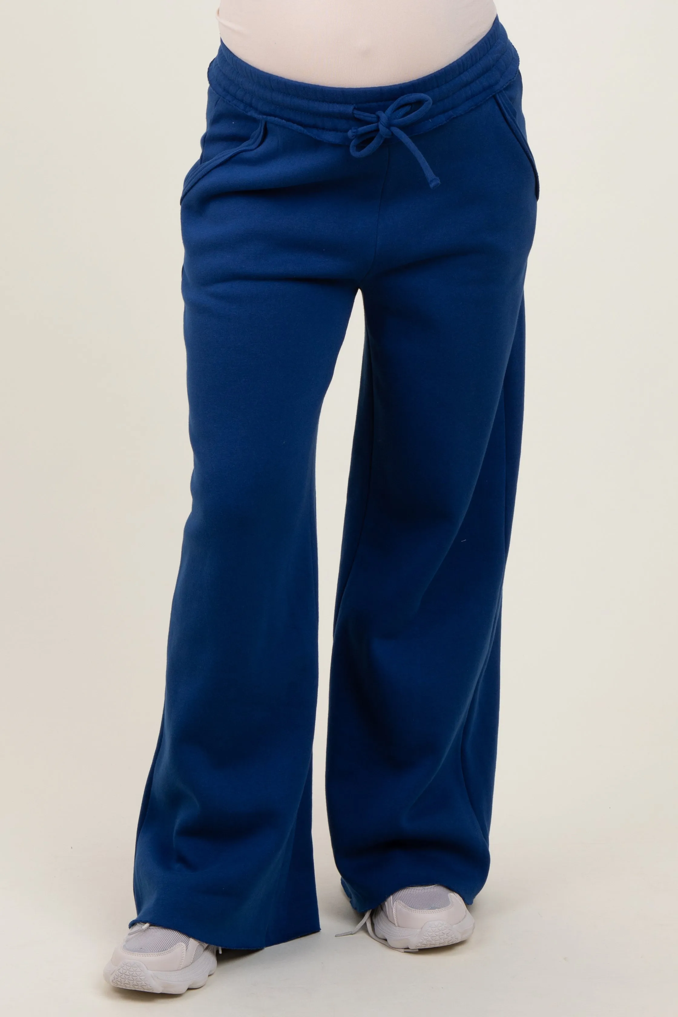 Light Navy Exposed Seam Wide Leg Maternity Sweatpants sold by Pinkblush product image thumbnail 3