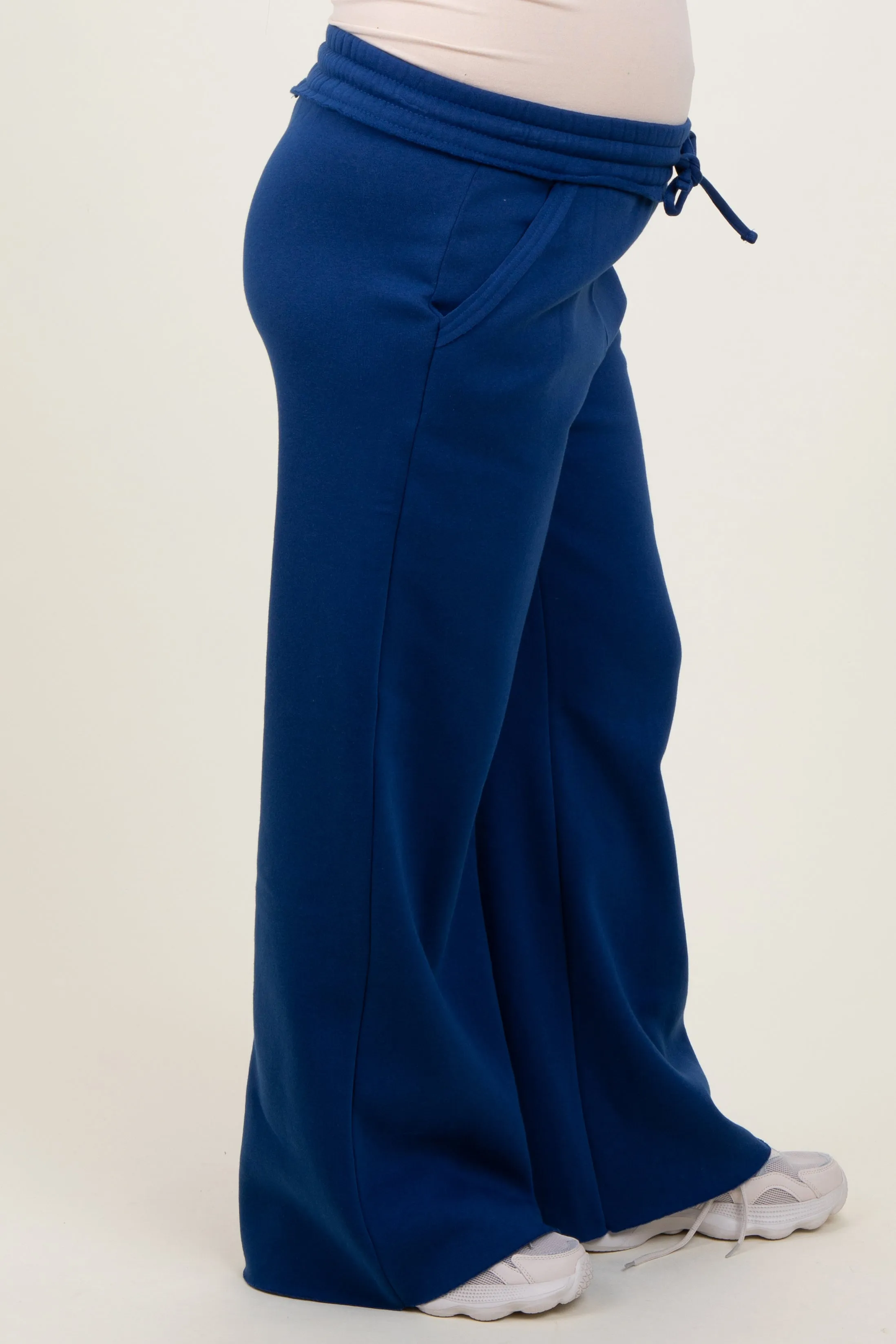 Light Navy Exposed Seam Wide Leg Maternity Sweatpants sold by Pinkblush product image thumbnail 4