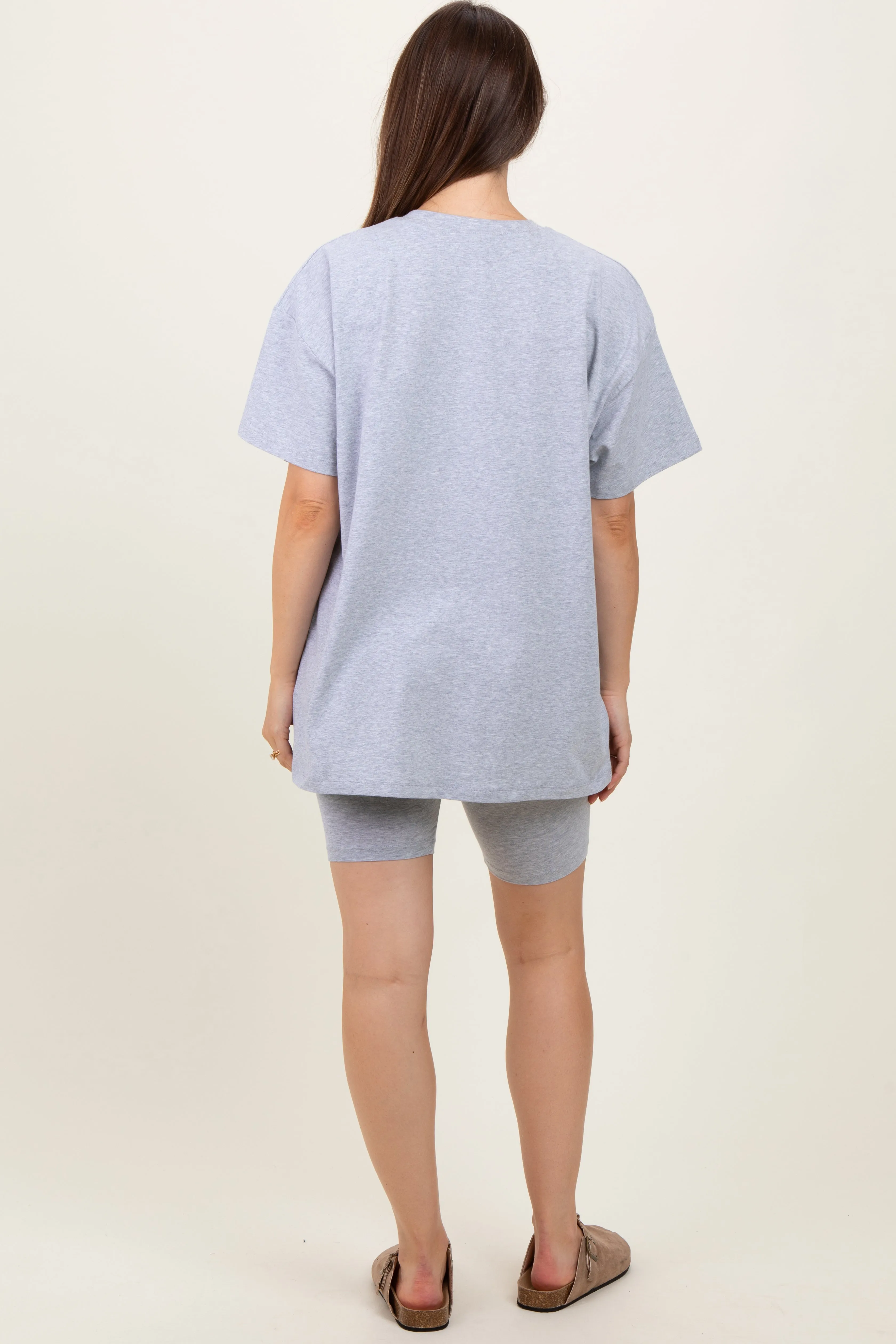 Heather Grey Biker Shorts Maternity Set sold by Pinkblush product image thumbnail 4