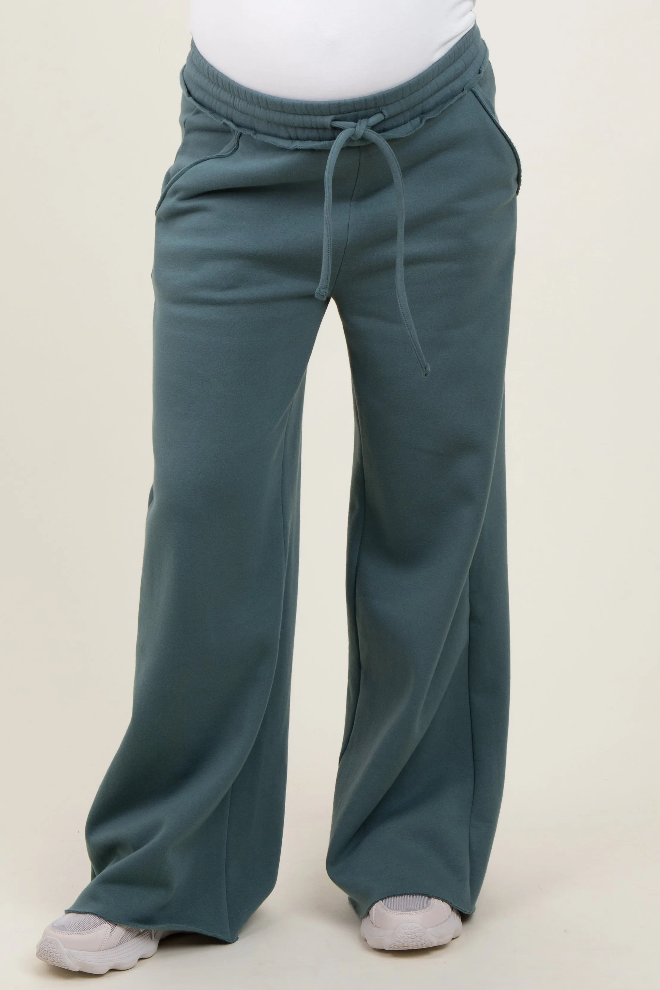 Light Olive Exposed Seam Wide Leg Maternity Sweatpants sold by Pinkblush product image thumbnail 2