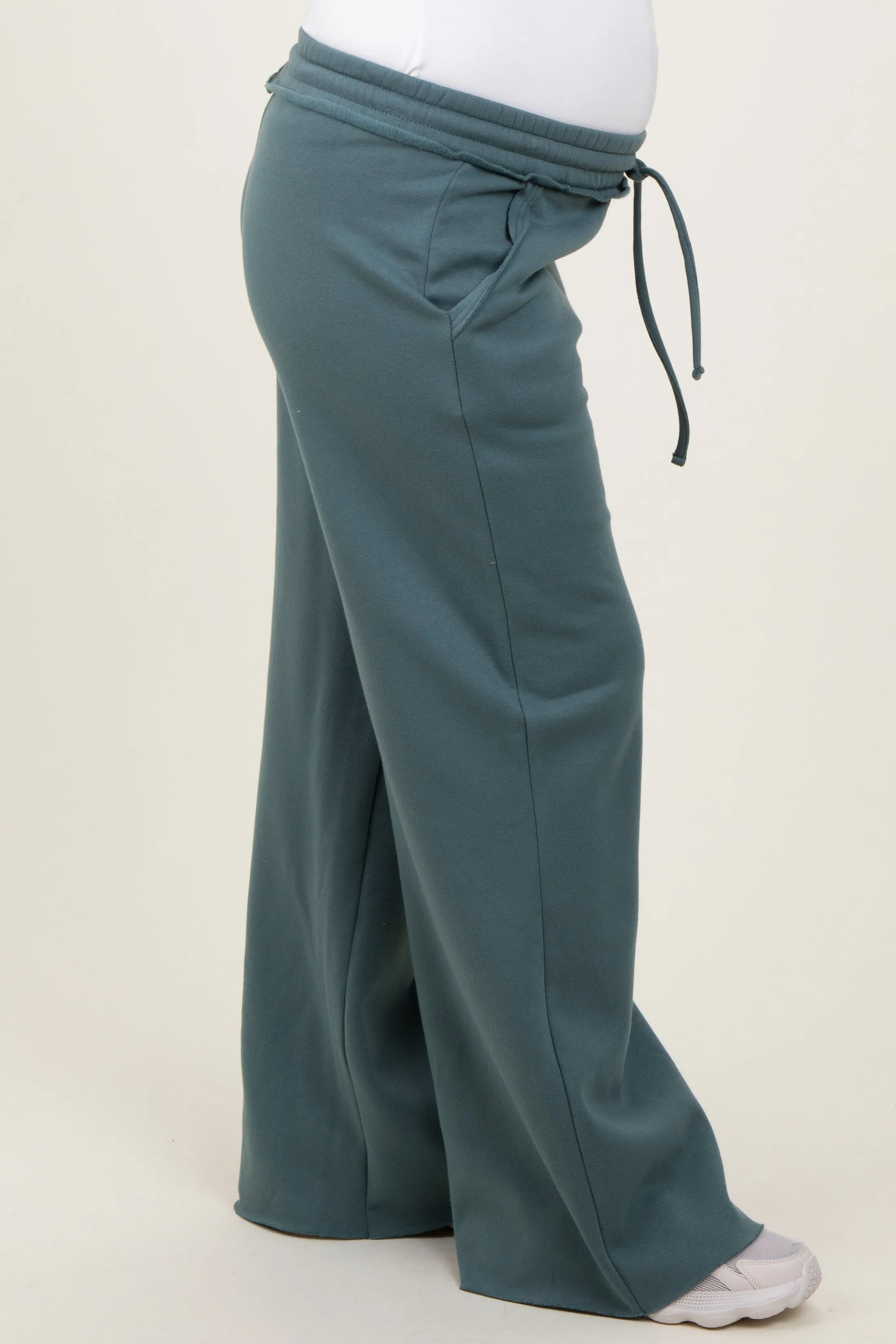 Light Olive Exposed Seam Wide Leg Maternity Sweatpants sold by Pinkblush product image thumbnail 3