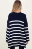 Navy Knit Striped Long Maternity Cardigan sold by Pinkblush