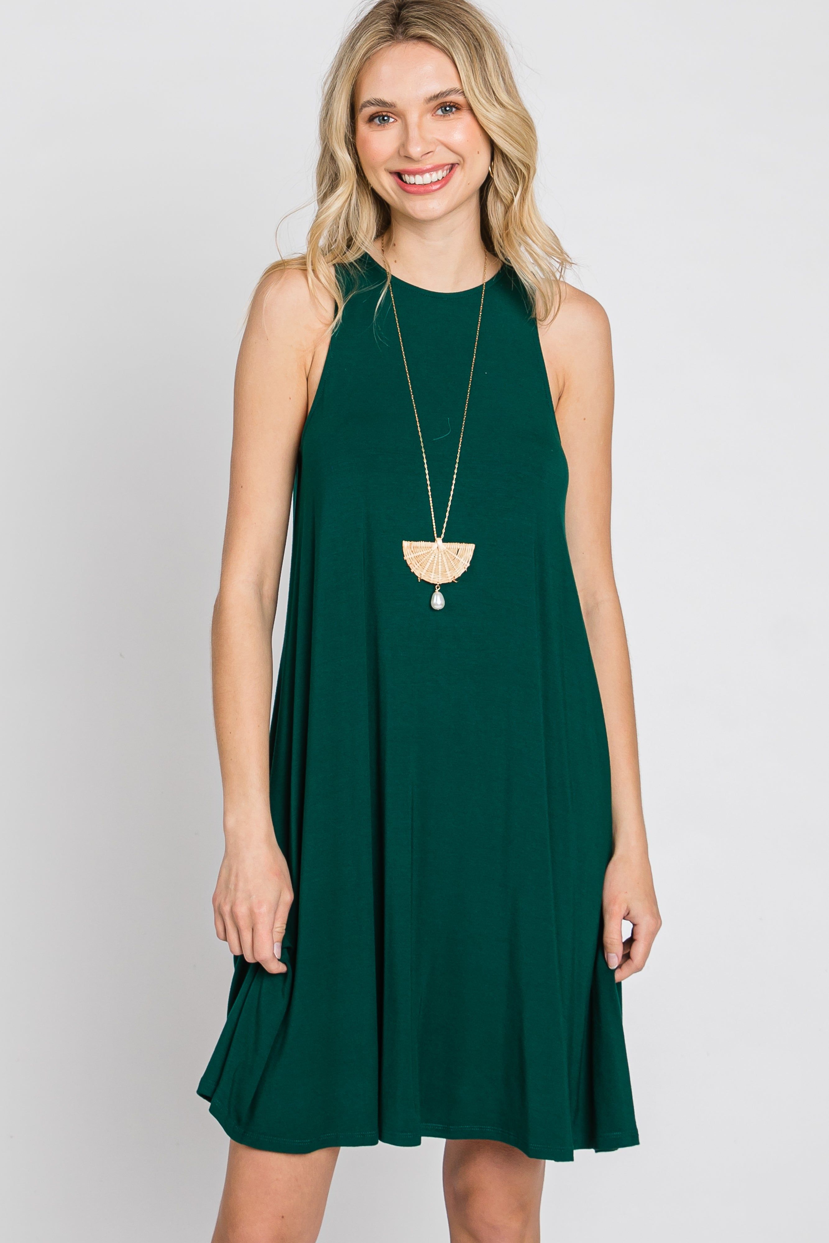 Emerald Green Sleeveless Basic Maternity Dress sold by Pinkblush product image thumbnail 5
