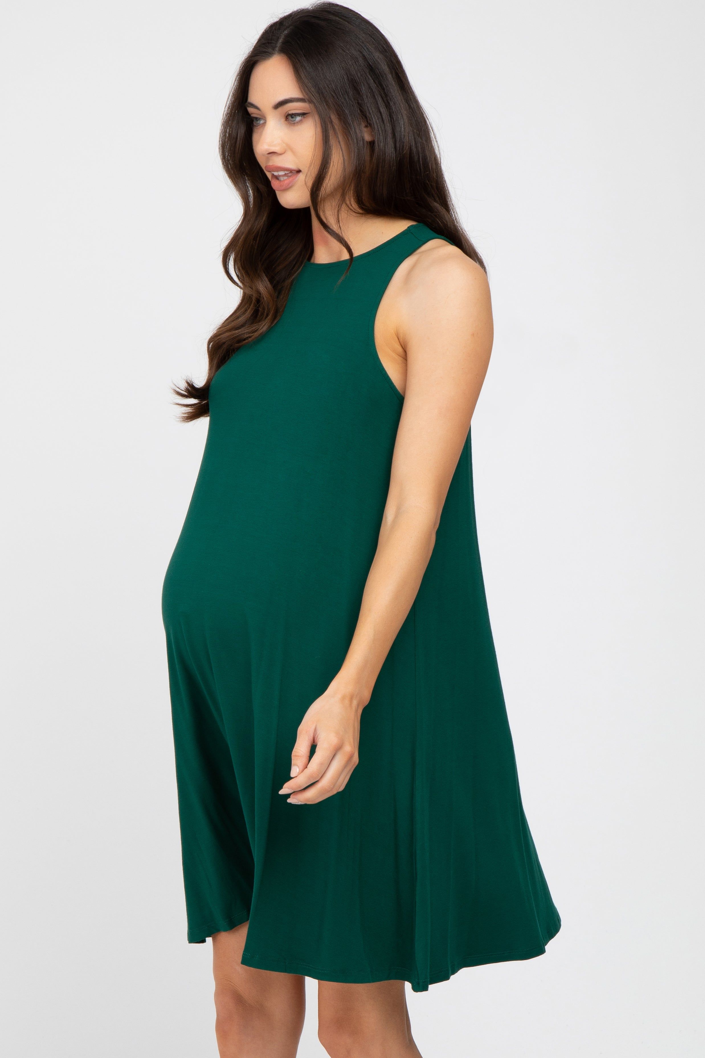 Emerald Green Sleeveless Basic Maternity Dress sold by Pinkblush product image thumbnail 2