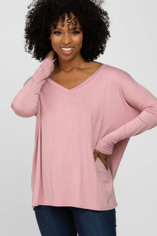 Light Pink V-Neck Top sold by Pinkblush