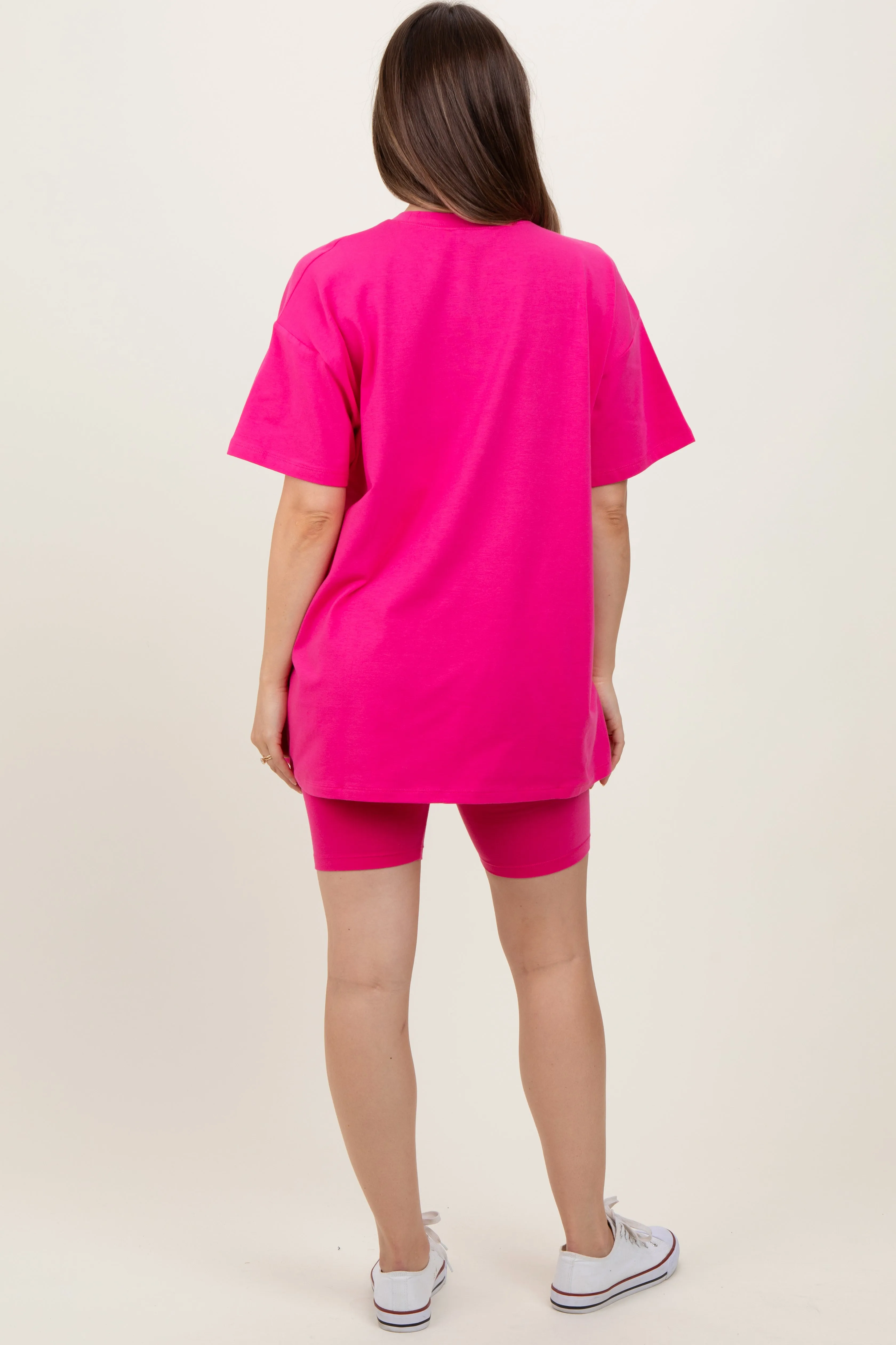 Fuchsia Biker Shorts Maternity Set sold by Pinkblush product image thumbnail 4