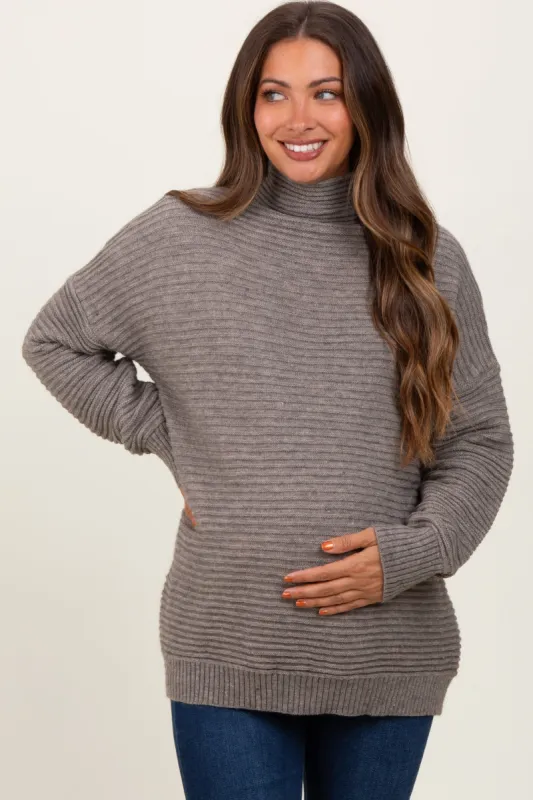 Grey Turtleneck Maternity Sweater sold by Pinkblush
