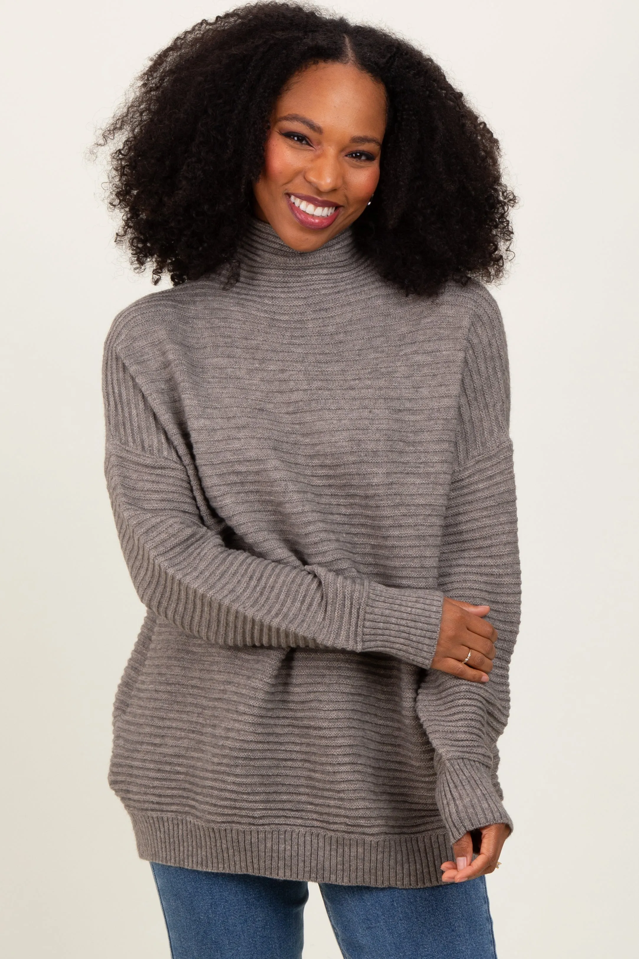Grey Turtleneck Maternity Sweater sold by Pinkblush product image thumbnail 5
