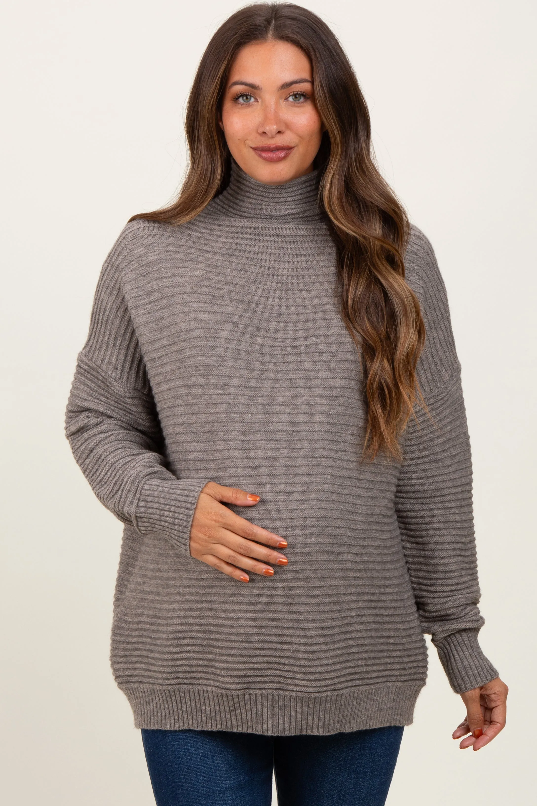 Grey Turtleneck Maternity Sweater sold by Pinkblush product image thumbnail 2