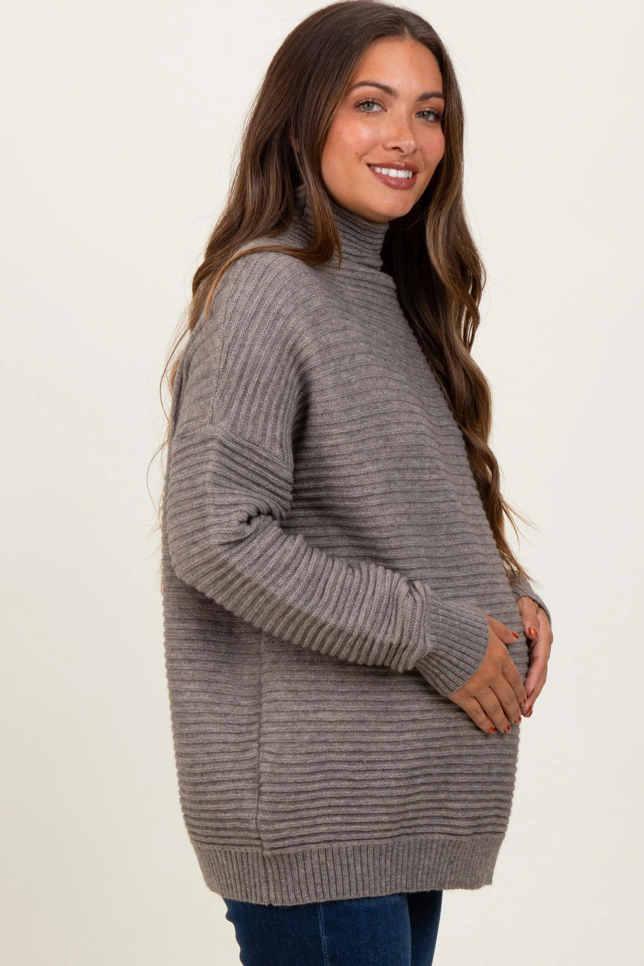 Grey Turtleneck Maternity Sweater sold by Pinkblush product image thumbnail 3